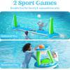 image:imageJOYIN Inflatable Volleyball Net amp Basketball Hoops Pool Float Set Balls Included for KidsAdults Summing Pool Game Floating Summer Floaties Volleyball Court BasketballLDark BlueGreen Blue