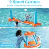 image:imageJOYIN Inflatable Volleyball Net amp Basketball Hoops Pool Float Set Balls Included for KidsAdults Summing Pool Game Floating Summer Floaties Volleyball Court BasketballLDark BlueOrange