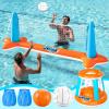 image:imageJOYIN Inflatable Volleyball Net amp Basketball Hoops Pool Float Set Balls Included for KidsAdults Summing Pool Game Floating Summer Floaties Volleyball Court BasketballLDark BlueOrange