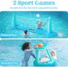 image:imageJOYIN Inflatable Volleyball Net amp Basketball Hoops Pool Float Set Balls Included for KidsAdults Summing Pool Game Floating Summer Floaties Volleyball Court BasketballLDark BlueBlue Cyan
