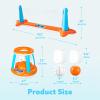 image:imageJOYIN Inflatable Volleyball Net amp Basketball Hoops Pool Float Set Balls Included for KidsAdults Summing Pool Game Floating Summer Floaties Volleyball Court BasketballLDark BlueOrange