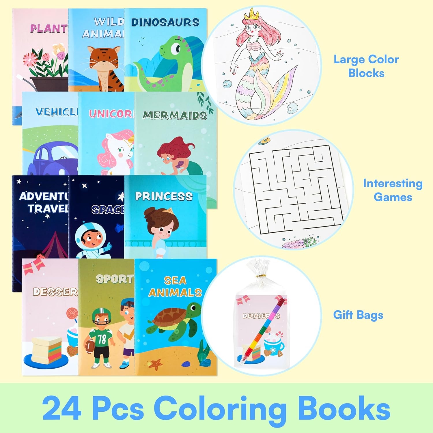image:imageJOYIN 24Pack Mini Coloring Books Crayons Bulk Coloring Book Set Party Favor for Kids 48 Birthday Goodie Bags Classroom Gifts for Students