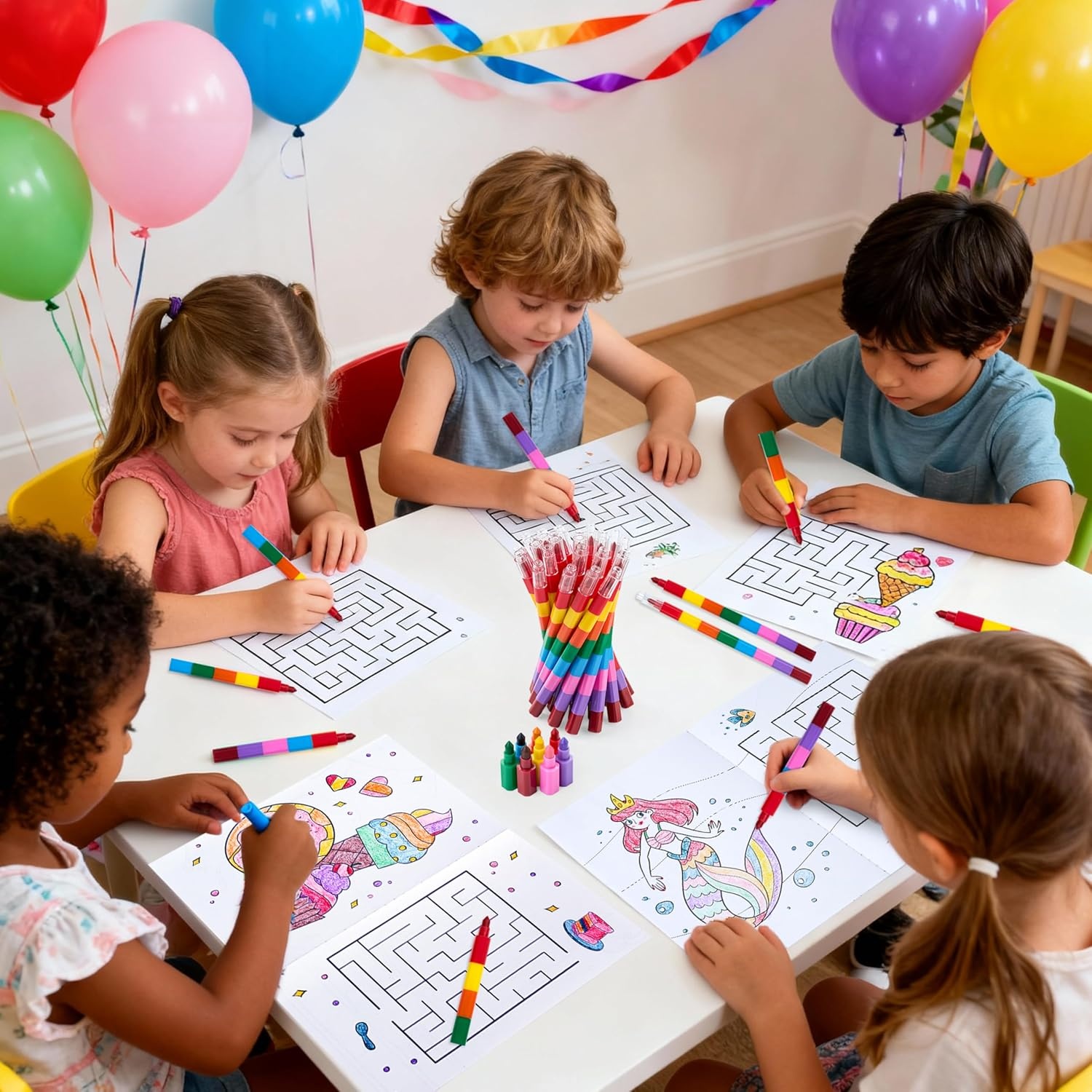 image:imageJOYIN 24Pack Mini Coloring Books Crayons Bulk Coloring Book Set Party Favor for Kids 48 Birthday Goodie Bags Classroom Gifts for Students