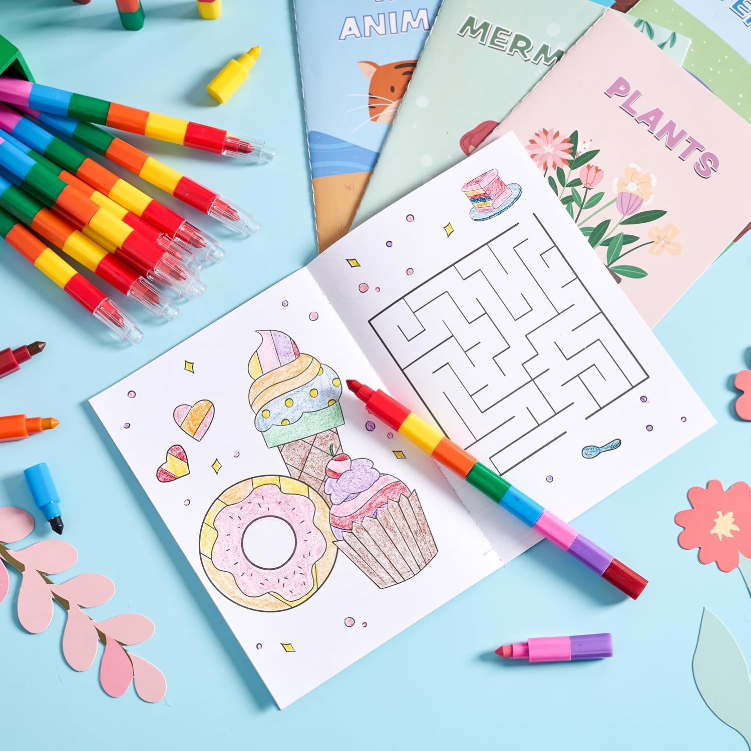 image:imageJOYIN 24Pack Mini Coloring Books Crayons Bulk Coloring Book Set Party Favor for Kids 48 Birthday Goodie Bags Classroom Gifts for Students