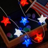 image:imageJOYIN 6 Pcs July 4th LED Star Bulb Necklaces Red White Blue Lightup Necklace with 6 Lighting Modes Patriotic Necklace for Independence Day Memorial Day Party Parade Masquerade Accessory Supply