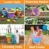 image:imageJOYIN 3 Packs Foldable Pail Bucket with Shovels amp Mesh Bag Collapsible Buckets Multi Purpose for Beach Camping Gear Beach Party Fishing and Fun Summer Activities OrangeBluePurpleOrangeBluePurple
