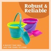 image:imageJOYIN 3 Packs Foldable Pail Bucket with Shovels amp Mesh Bag Collapsible Buckets Multi Purpose for Beach Camping Gear Beach Party Fishing and Fun Summer Activities OrangeBluePurplePinkPurpleGreen