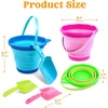 image:imageJOYIN 3 Packs Foldable Pail Bucket with Shovels amp Mesh Bag Collapsible Buckets Multi Purpose for Beach Camping Gear Beach Party Fishing and Fun Summer Activities OrangeBluePurpleBluePinkGreen