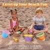 image:imageJOYIN 3 Packs Foldable Pail Bucket with Shovels amp Mesh Bag Collapsible Buckets Multi Purpose for Beach Camping Gear Beach Party Fishing and Fun Summer Activities OrangeBluePurpleOrangeBluePurple