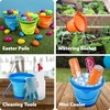 image:imageJOYIN 3 Packs Foldable Pail Bucket with Shovels amp Mesh Bag Collapsible Buckets Multi Purpose for Beach Camping Gear Beach Party Fishing and Fun Summer Activities OrangeBluePurpleOrangeBlueGreen