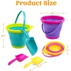 image:imageJOYIN 3 Packs Foldable Pail Bucket with Shovels amp Mesh Bag Collapsible Buckets Multi Purpose for Beach Camping Gear Beach Party Fishing and Fun Summer Activities OrangeBluePurplePinkPurpleGreen