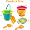 image:imageJOYIN 3 Packs Foldable Pail Bucket with Shovels amp Mesh Bag Collapsible Buckets Multi Purpose for Beach Camping Gear Beach Party Fishing and Fun Summer Activities OrangeBluePurpleYellowBlueGreen