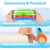 image:imageJOYIN 3 Packs Foldable Pail Bucket with Shovels amp Mesh Bag Collapsible Buckets Multi Purpose for Beach Camping Gear Beach Party Fishing and Fun Summer Activities OrangeBluePurpleOrangeBlueGreen