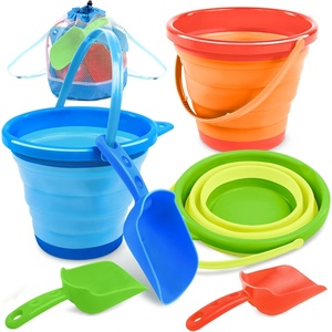 image:imageJOYIN 3 Packs Foldable Pail Bucket with Shovels amp Mesh Bag Collapsible Buckets Multi Purpose for Beach Camping Gear Beach Party Fishing and Fun Summer Activities OrangeBluePurpleOrangeBlueGreen