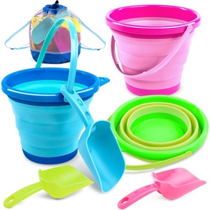 image:imageJOYIN 3 Packs Foldable Pail Bucket with Shovels amp Mesh Bag Collapsible Buckets Multi Purpose for Beach Camping Gear Beach Party Fishing and Fun Summer Activities OrangeBluePurpleBluePinkGreen