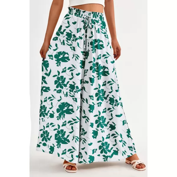 PRETTYGARDEN Womens 2024 Summer Wide Leg Palazzo Pants High Waisted Flowy Pockets Trendy Casual Lounge Boho Beach TrousersPrint Green