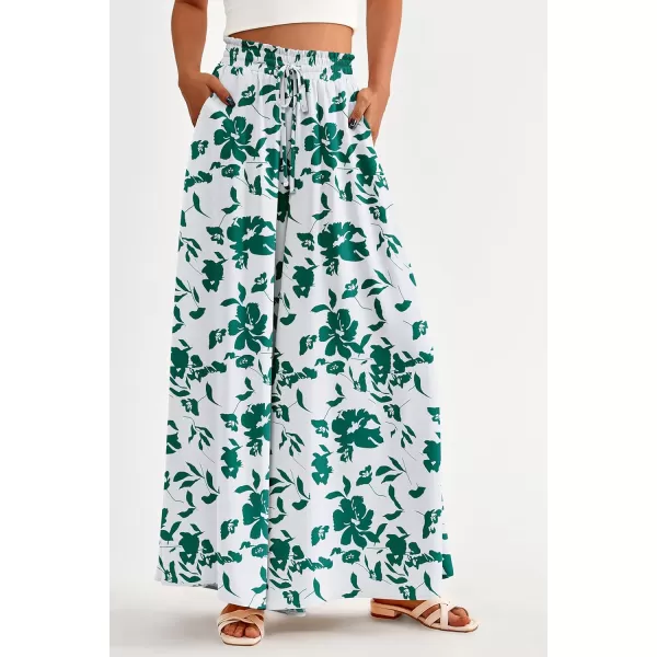 PRETTYGARDEN Womens 2024 Summer Wide Leg Palazzo Pants High Waisted Flowy Pockets Trendy Casual Lounge Boho Beach TrousersPrint Green