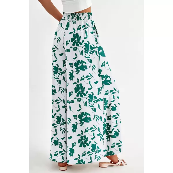 PRETTYGARDEN Womens 2024 Summer Wide Leg Palazzo Pants High Waisted Flowy Pockets Trendy Casual Lounge Boho Beach TrousersPrint Green
