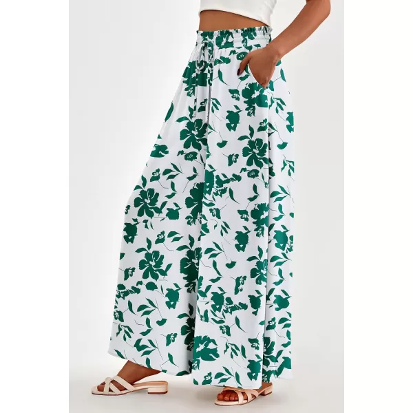 PRETTYGARDEN Womens 2024 Summer Wide Leg Palazzo Pants High Waisted Flowy Pockets Trendy Casual Lounge Boho Beach TrousersPrint Green