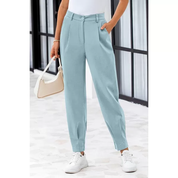 PRETTYGARDEN Womens High Waisted Pants Dressy Casual Ankle Length Work Office Trouser Slacks with PocketsAqua Blue