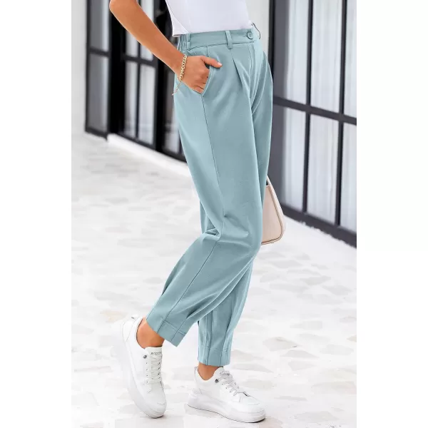 PRETTYGARDEN Womens High Waisted Pants Dressy Casual Ankle Length Work Office Trouser Slacks with PocketsAqua Blue