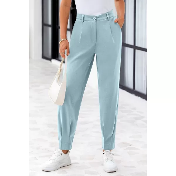 PRETTYGARDEN Womens High Waisted Pants Dressy Casual Ankle Length Work Office Trouser Slacks with PocketsAqua Blue