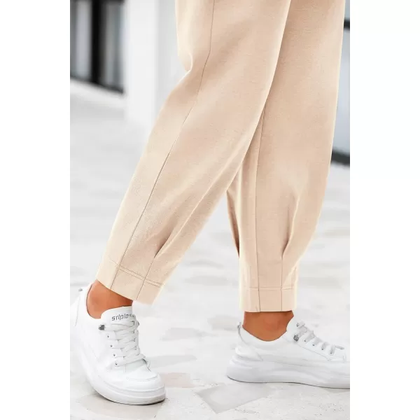 PRETTYGARDEN Womens High Waisted Pants Dressy Casual Ankle Length Work Office Trouser Slacks with PocketsBeige