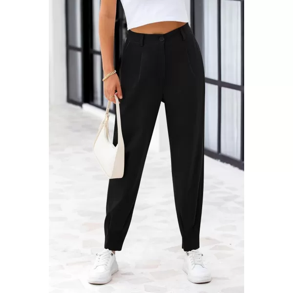 PRETTYGARDEN Womens High Waisted Pants Dressy Casual Ankle Length Work Office Trouser Slacks with PocketsBlack
