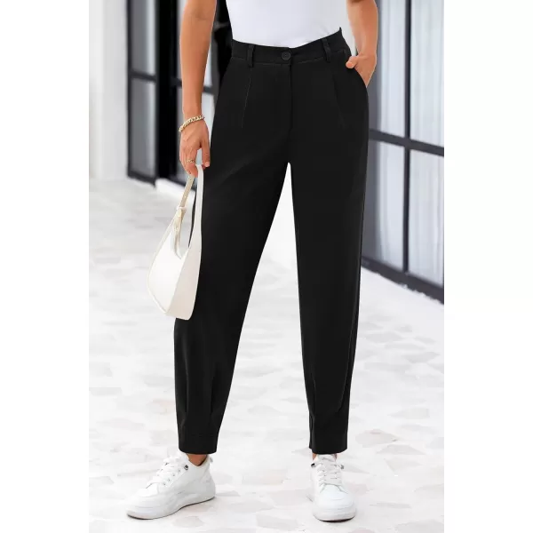 PRETTYGARDEN Womens High Waisted Pants Dressy Casual Ankle Length Work Office Trouser Slacks with PocketsBlack