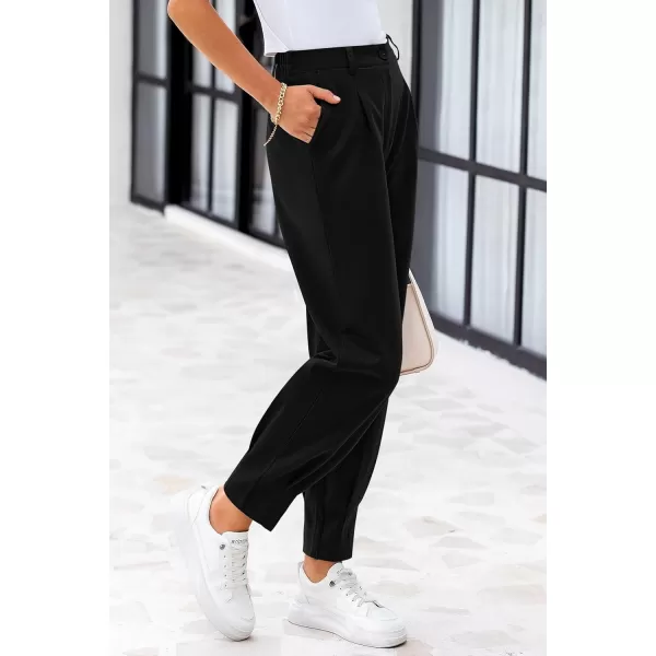 PRETTYGARDEN Womens High Waisted Pants Dressy Casual Ankle Length Work Office Trouser Slacks with PocketsBlack