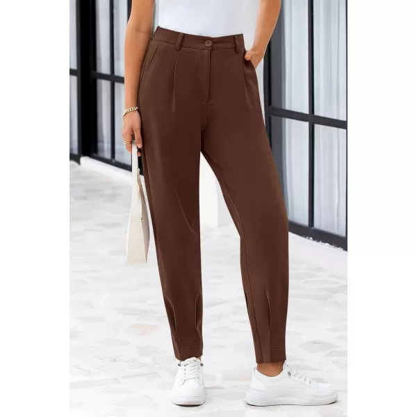 PRETTYGARDEN Womens High Waisted Pants Dressy Casual Ankle Length Work Office Trouser Slacks with PocketsCoffee