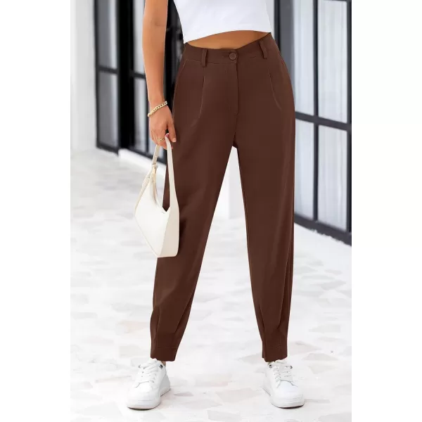 PRETTYGARDEN Womens High Waisted Pants Dressy Casual Ankle Length Work Office Trouser Slacks with PocketsCoffee