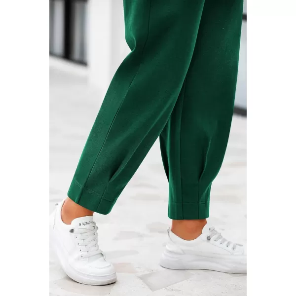 PRETTYGARDEN Womens High Waisted Pants Dressy Casual Ankle Length Work Office Trouser Slacks with PocketsDark Green
