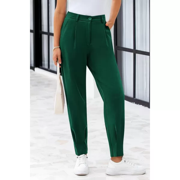 PRETTYGARDEN Womens High Waisted Pants Dressy Casual Ankle Length Work Office Trouser Slacks with PocketsDark Green