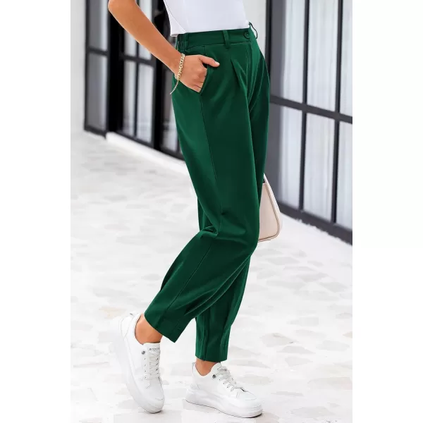 PRETTYGARDEN Womens High Waisted Pants Dressy Casual Ankle Length Work Office Trouser Slacks with PocketsDark Green
