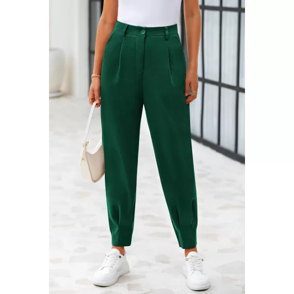 PRETTYGARDEN Womens High Waisted Pants Dressy Casual Ankle Length Work Office Trouser Slacks with PocketsDark Green