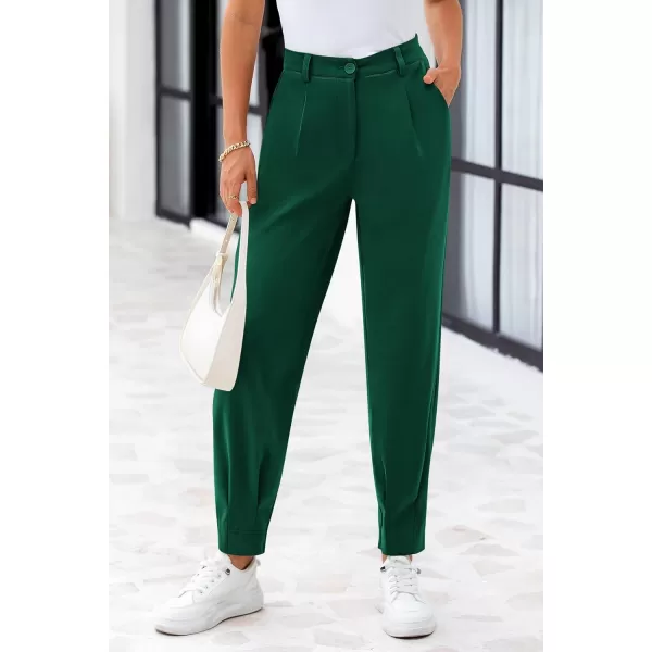 PRETTYGARDEN Womens High Waisted Pants Dressy Casual Ankle Length Work Office Trouser Slacks with PocketsDark Green
