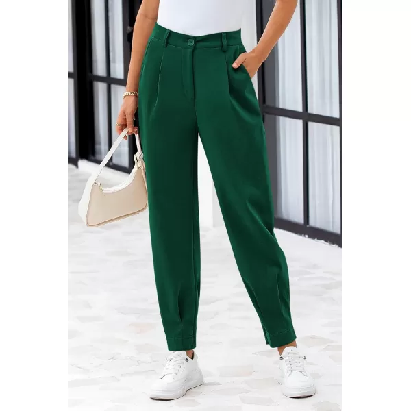 PRETTYGARDEN Womens High Waisted Pants Dressy Casual Ankle Length Work Office Trouser Slacks with PocketsDark Green