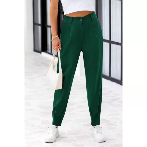 PRETTYGARDEN Womens High Waisted Pants Dressy Casual Ankle Length Work Office Trouser Slacks with PocketsDark Green