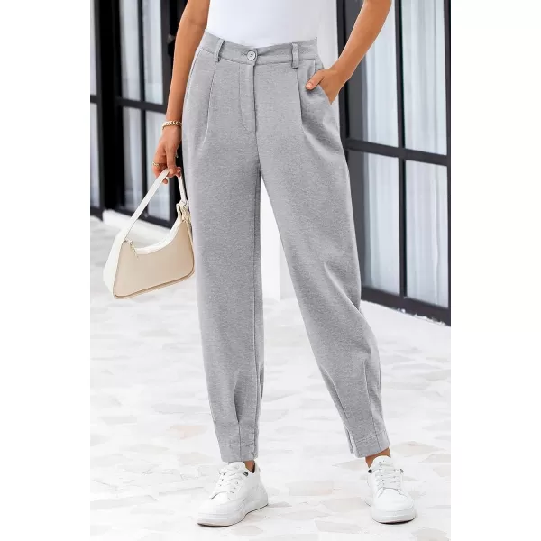 PRETTYGARDEN Womens High Waisted Pants Dressy Casual Ankle Length Work Office Trouser Slacks with PocketsGrey
