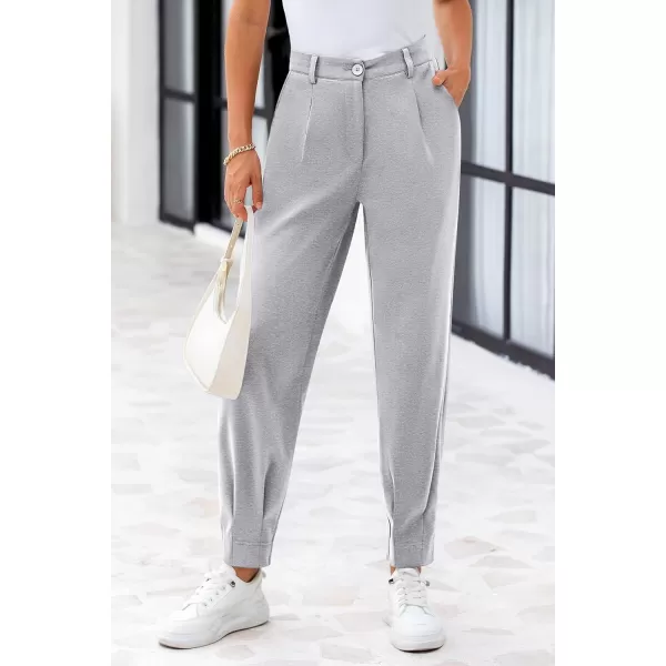 PRETTYGARDEN Womens High Waisted Pants Dressy Casual Ankle Length Work Office Trouser Slacks with PocketsGrey