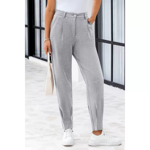 PRETTYGARDEN Womens High Waisted Pants Dressy Casual Ankle Length Work Office Trouser Slacks with PocketsGrey