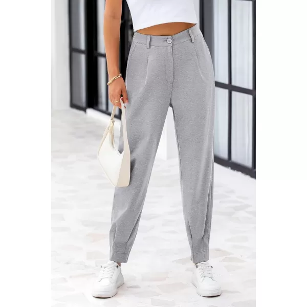 PRETTYGARDEN Womens High Waisted Pants Dressy Casual Ankle Length Work Office Trouser Slacks with PocketsGrey