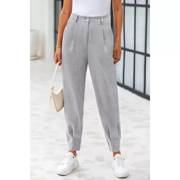 PRETTYGARDEN Womens High Waisted Pants Dressy Casual Ankle Length Work Office Trouser Slacks with PocketsGrey