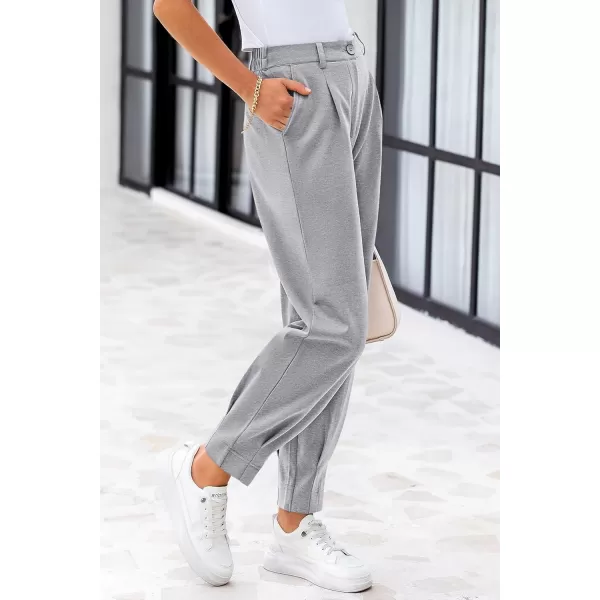 PRETTYGARDEN Womens High Waisted Pants Dressy Casual Ankle Length Work Office Trouser Slacks with PocketsGrey