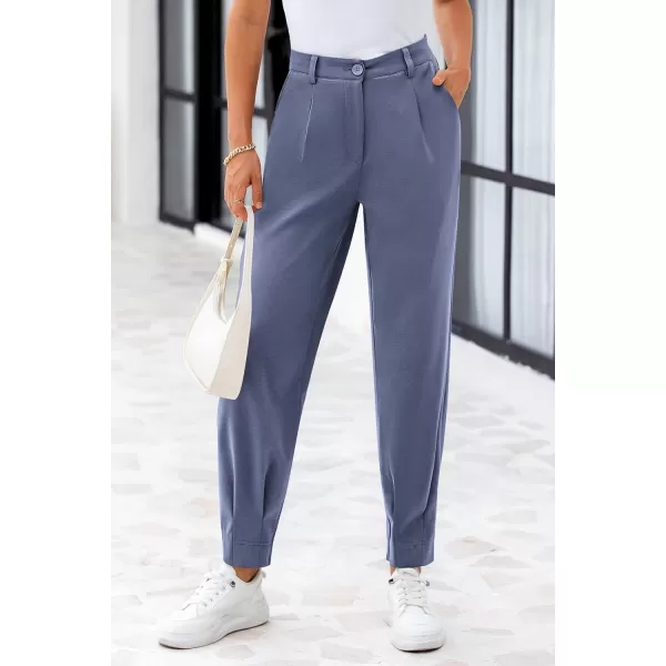 PRETTYGARDEN Womens High Waisted Pants Dressy Casual Ankle Length Work Office Trouser Slacks with PocketsGrey Blue