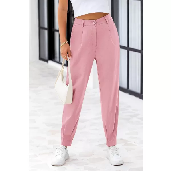 PRETTYGARDEN Womens High Waisted Pants Dressy Casual Ankle Length Work Office Trouser Slacks with PocketsPink