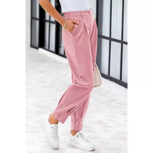 PRETTYGARDEN Womens High Waisted Pants Dressy Casual Ankle Length Work Office Trouser Slacks with PocketsPink