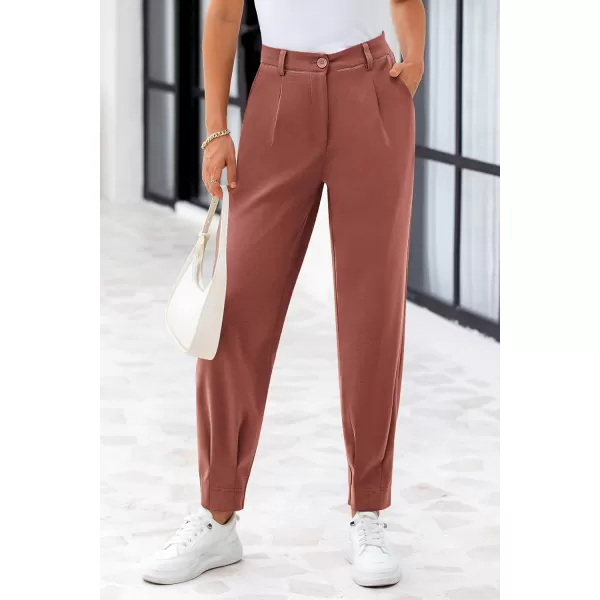 PRETTYGARDEN Womens High Waisted Pants Dressy Casual Ankle Length Work Office Trouser Slacks with PocketsRust Red