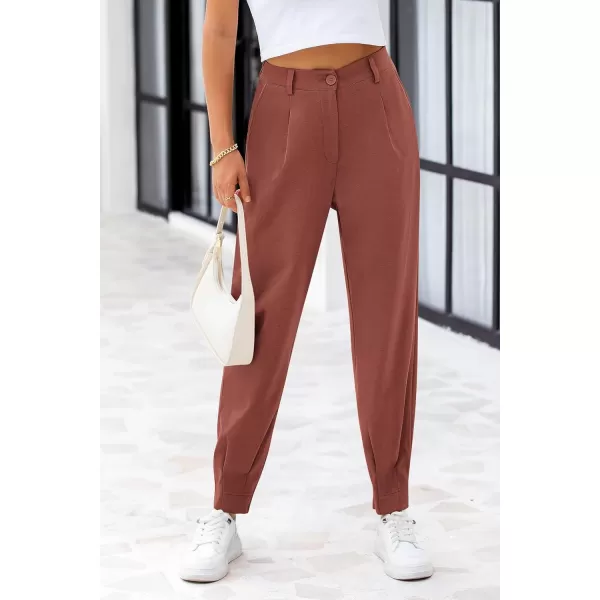 PRETTYGARDEN Womens High Waisted Pants Dressy Casual Ankle Length Work Office Trouser Slacks with PocketsRust Red